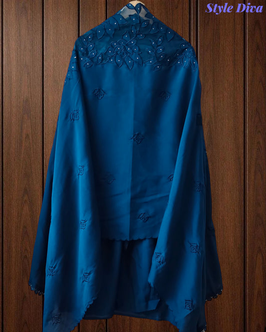 Modal Laser Cut Applique Work Unstitched Suit with Embroidered Modal Dupatta