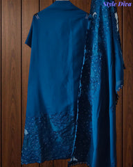 Modal Laser Cut Applique Work Unstitched Suit with Embroidered Modal Dupatta
