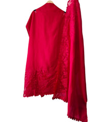 Modal Laser Cut Applique Work Unstitched Suit with Embroidered Modal Dupatta