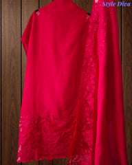 Modal Laser Cut Applique Work Unstitched Suit with Embroidered Modal Dupatta