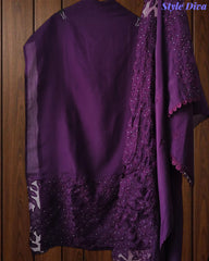 Modal Laser Cut Applique Work Unstitched Suit with Embroidered Modal Dupatta