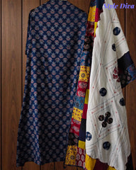 Cotton Printed Applique Work Unstitched Suit with Designer Applique Work Dupatta