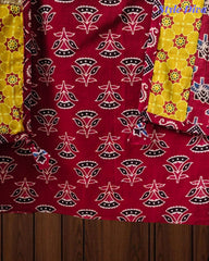 Cotton Printed Applique Work Unstitched Suit with Designer Applique Work Dupatta