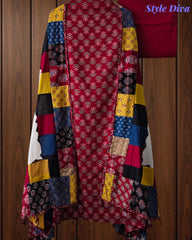 Cotton Printed Applique Work Unstitched Suit with Designer Applique Work Dupatta