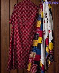Cotton Printed Applique Work Unstitched Suit with Designer Applique Work Dupatta