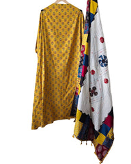 Cotton Printed Applique Work Unstitched Suit with Designer Applique Work Dupatta