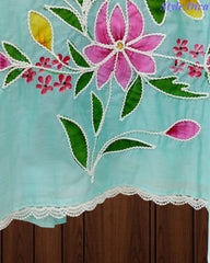 Festive Mul Cotton Brush Paint Unstitched Suit with 3D Embroidery & Crochet Detailing