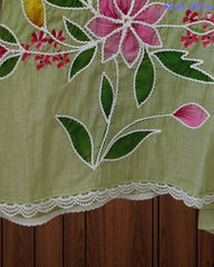 Festive Mul Cotton Brush Paint Unstitched Suit with 3D Embroidery & Crochet Detailing