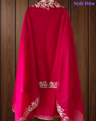 (MAGENTA)-Mul Cotton Faux Leather Work Unstitched Suit Set for Women | Festive & Party Wear