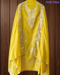 Mul Cotton Faux Leather Work Unstitched Suit Set for Women | Festive & Party Wear