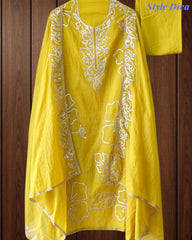 Mul Cotton Faux Leather Work Unstitched Suit Set for Women | Festive & Party Wear