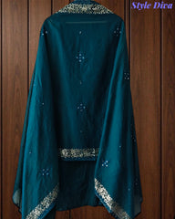 Designer Mul Cotton Embroidery & Pita Work Unstitched Suit ( 3 Pc Set)
