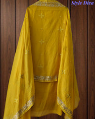 Designer Mul Cotton Embroidery & Pita Work Unstitched Suit ( 3 Pc Set)