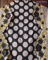 Pure Cotton Polka Printed Daman Embroidery Unstitched Suit with Scalloped Embroidered Dupatta