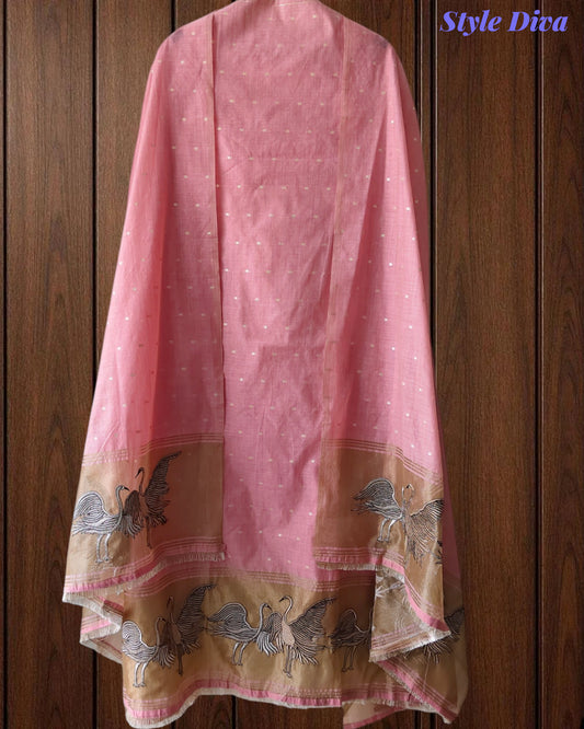 Designer Jamdani Cotton Banarasi Weave Unstitched Suit for Festive & Party Wear