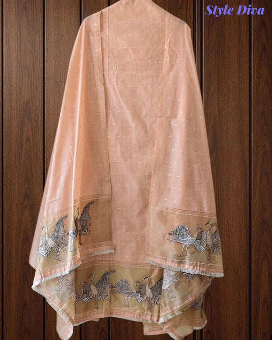 Designer Jamdani Cotton Banarasi Weave Unstitched Suit for Festive & Party Wear