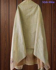 Designer Jamdani Cotton Banarasi Weave Unstitched Suit for Festive & Party Wear