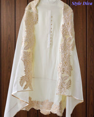 Designer Organza 3-Piece Unstitched Suit with Gotta Work & Scalloped Edges