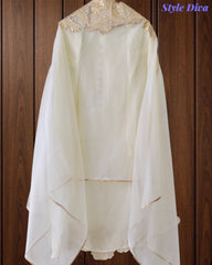 Designer Organza 3-Piece Unstitched Suit with Gotta Work & Scalloped Edges