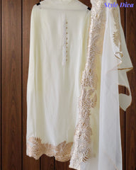 Designer Organza 3-Piece Unstitched Suit with Gotta Work & Scalloped Edges