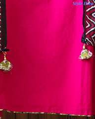 Cotton Applique Mirror Work Unstitched Suit with Printed Tassel Dupatta
