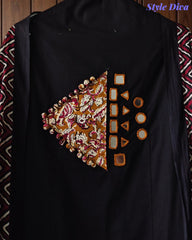 Cotton Applique Mirror Work Unstitched Suit with Printed Tassel Dupatta