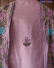Mul Cotton Kantha Embroidery Unstitched Suit with Kantha Dupatta