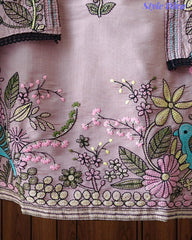 Mul Cotton Kantha Embroidery Unstitched Suit with Kantha Dupatta