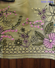 Mul Cotton Kantha Embroidery Unstitched Suit with Kantha Dupatta