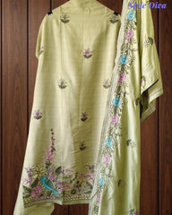Mul Cotton Kantha Embroidery Unstitched Suit with Kantha Dupatta