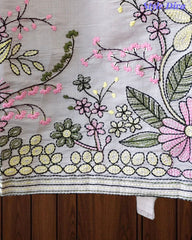 Mul Cotton Kantha Embroidery Unstitched Suit with Kantha Dupatta