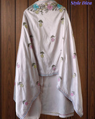 Mul Cotton Kantha Embroidery Unstitched Suit with Kantha Dupatta