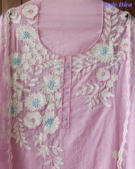 Mul Cotton Embroidered & Pearl Work Unstitched Suit with Embroidered Dupatta