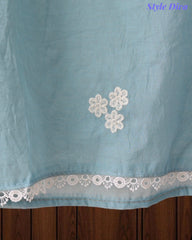 Mul Cotton Embroidered & Pearl Work Unstitched Suit with Embroidered Dupatta