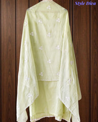 Mul Cotton Embroidered & Pearl Work Unstitched Suit with Embroidered Dupatta