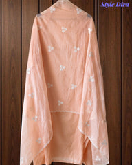 Mul Cotton Embroidered & Pearl Work Unstitched Suit with Embroidered Dupatta