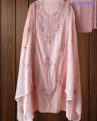 Mul Cotton Embroidered & Pearl Work Unstitched Suit with Embroidered Dupatta