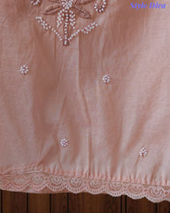 Mul Cotton Embroidered & Pearl Work Unstitched Suit with Embroidered Dupatta