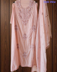 Mul Cotton Embroidered & Pearl Work Unstitched Suit with Embroidered Dupatta