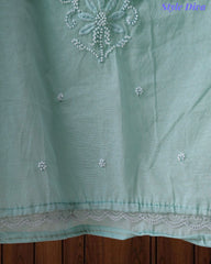 Mul Cotton Embroidered & Pearl Work Unstitched Suit with Embroidered Dupatta