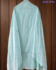 Mul Cotton Embroidered & Pearl Work Unstitched Suit with Embroidered Dupatta