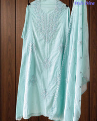 Mul Cotton Embroidered & Pearl Work Unstitched Suit with Embroidered Dupatta