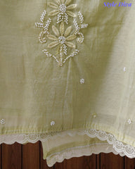 Mul Cotton Embroidered & Pearl Work Unstitched Suit with Embroidered Dupatta