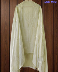 Mul Cotton Embroidered & Pearl Work Unstitched Suit with Embroidered Dupatta