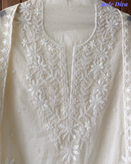 Mul Cotton Embroidered & Pearl Work Unstitched Suit with Embroidered Dupatta