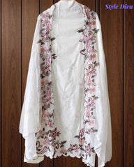 Mul Cotton Embroidered & Schiffli Work Unstitched Suit with Embroidered Dupatta