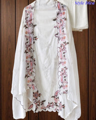 Mul Cotton Embroidered & Schiffli Work Unstitched Suit with Embroidered Dupatta