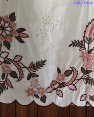 Mul Cotton Embroidered & Schiffli Work Unstitched Suit with Embroidered Dupatta