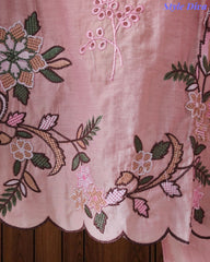 Mul Cotton Embroidered & Schiffli Work Unstitched Suit with Embroidered Dupatta