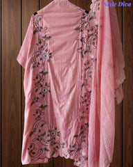 Mul Cotton Embroidered & Schiffli Work Unstitched Suit with Embroidered Dupatta